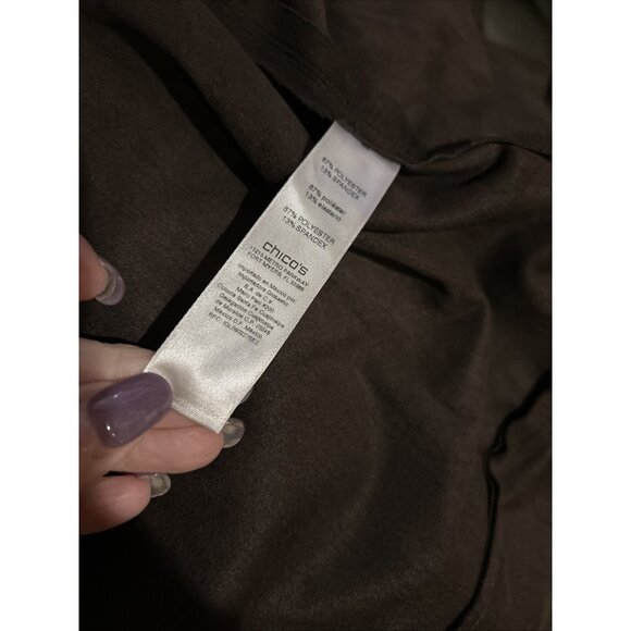 Chico's Espresso Brown Vegan Gold Zippers Jacket Size 1 Petite NWOT - Picture 11 of 11